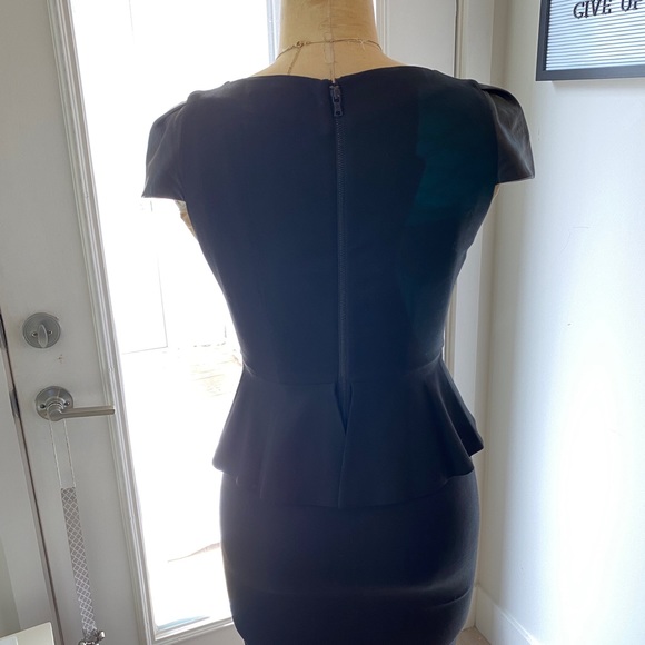 Alice + Olivia Leather Cap Sleeve Peplum Dress - Picture 7 of 8